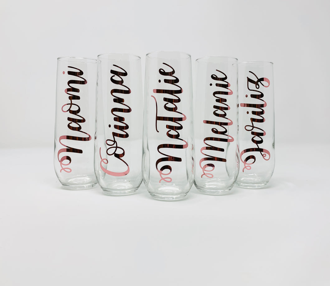 Glass Stemless Champagne Flute Set of 5