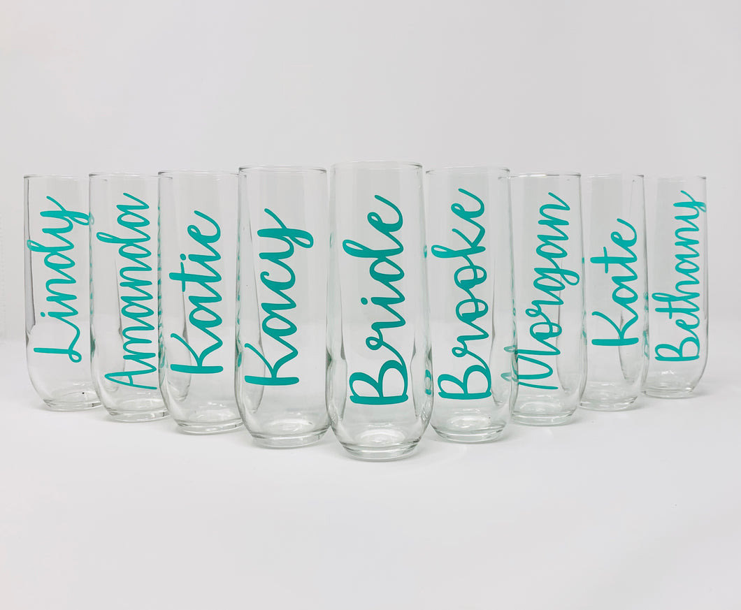 Glass Stemless Champagne Flute Set of 9