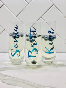 Glass Stemless Champagne Flute Set of 5