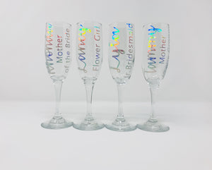 Wedding Role Glass Stem Champagne Flute