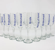 Load image into Gallery viewer, Wedding Role Glass Stem Champagne Flute