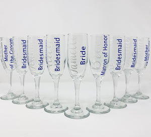 Wedding Role Glass Stem Champagne Flute