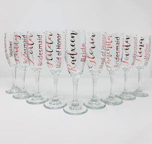 Wedding Role Glass Stem Champagne Flute